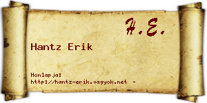 Hantz Erik névjegykártya